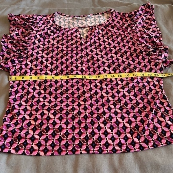 NWT Sonoma Goods for Life Cutout Flutter Sleeve Top Women’s XL Pink with blue - Picture 10 of 11